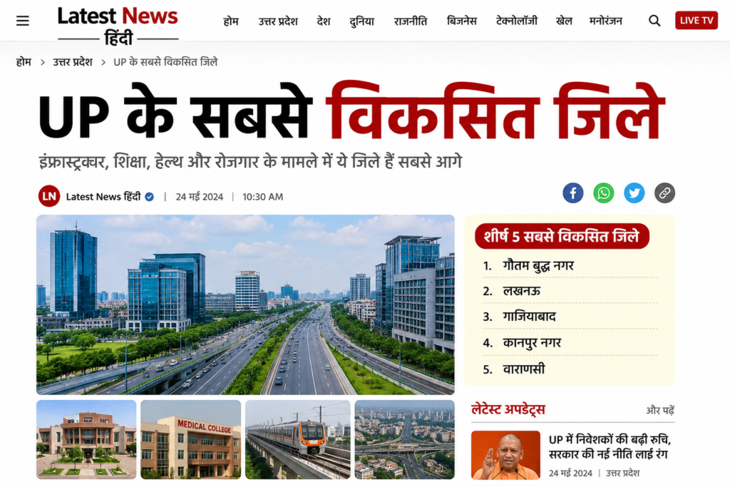 UP के सबसे विकसित जिले